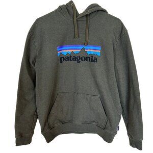 Patagonia Uprisal Hoodie Mens Regular Fit Black Logo Design Medium Olive Green